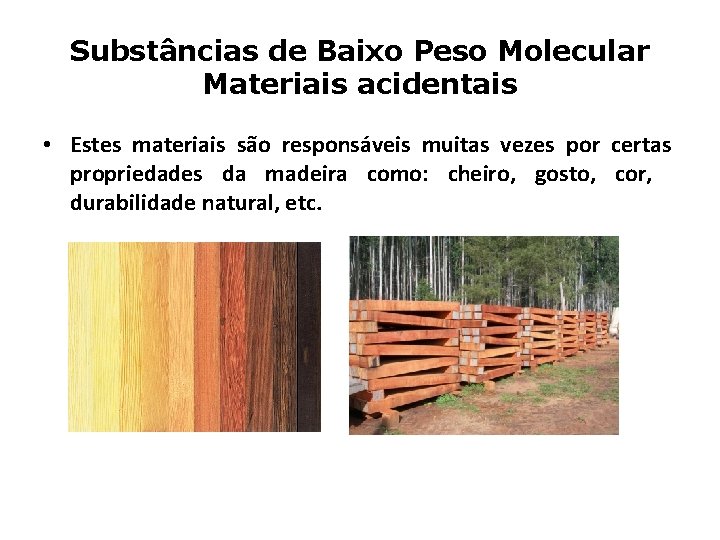 Substâncias de Baixo Peso Molecular Materiais acidentais • Estes materiais são responsáveis muitas vezes