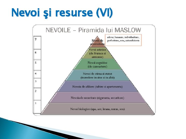 Nevoi şi resurse (VI) 