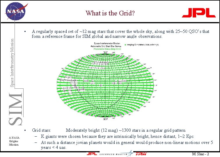 What is the Grid? A regularly spaced set of ~12 mag stars that cover