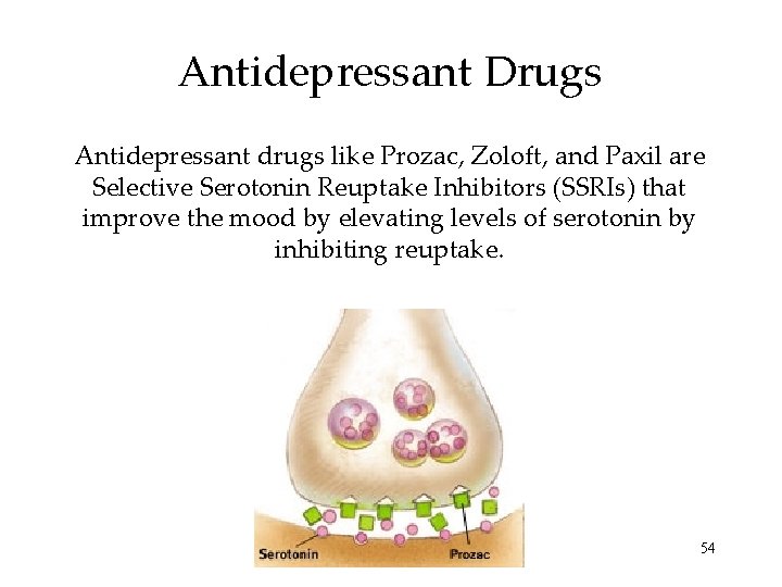 Antidepressant Drugs Antidepressant drugs like Prozac, Zoloft, and Paxil are Selective Serotonin Reuptake Inhibitors