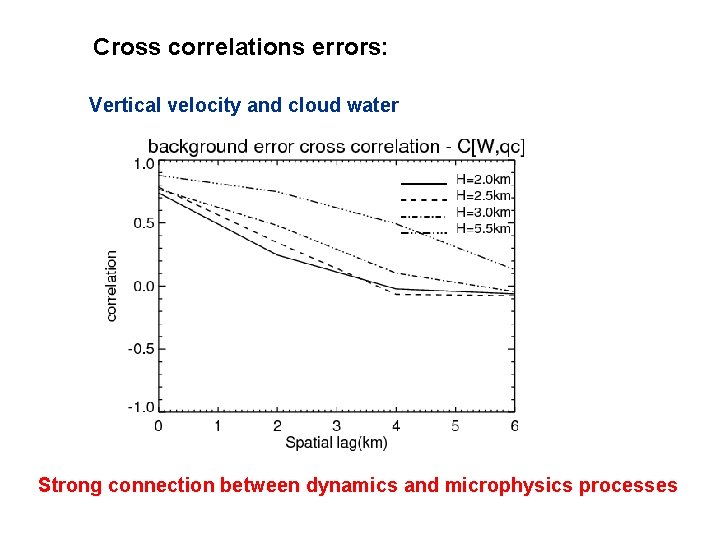 Cross correlations errors: Vertical velocity and cloud water Strong connection between dynamics and microphysics