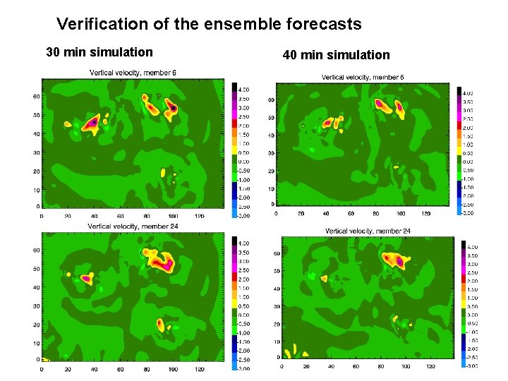 Verification of the ensemble forecasts 30 min simulation 40 min simulation 