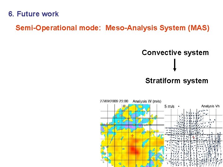 6. Future work Semi-Operational mode: Meso-Analysis System (MAS) Convective system Stratiform system 