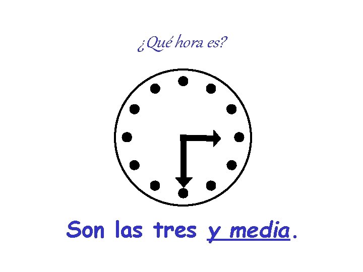 ¿Qué hora es? Son las tres y media. ¿Qué hora es? Son las tres y media.