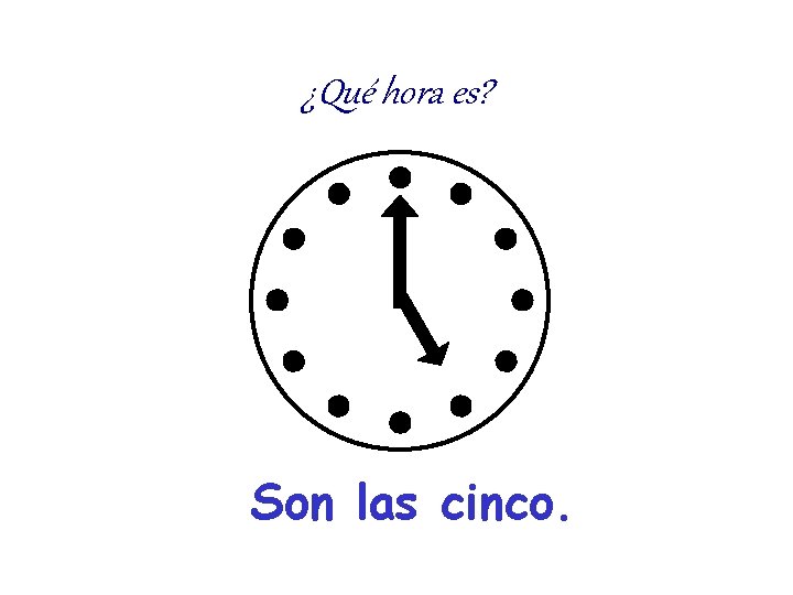¿Qué hora es? Son las cinco. ¿Qué hora es? Son las cinco.
