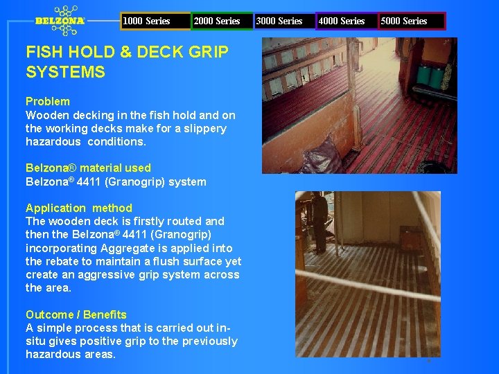 1000 Series 2000 Series FISH HOLD & DECK GRIP SYSTEMS Problem Wooden decking in