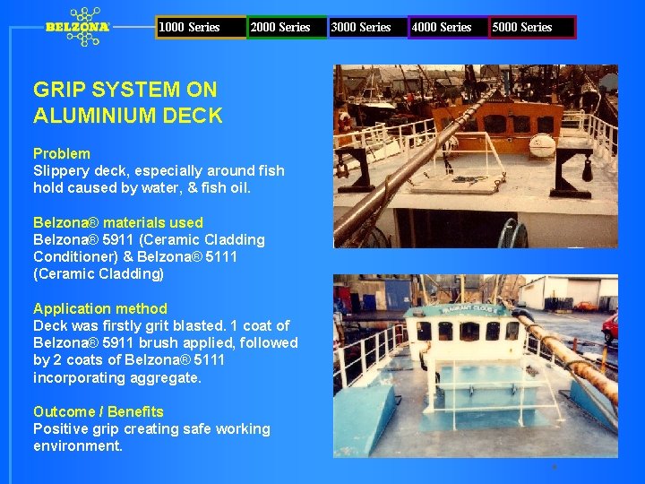 1000 Series 2000 Series GRIP SYSTEM ON ALUMINIUM DECK Problem Slippery deck, especially around