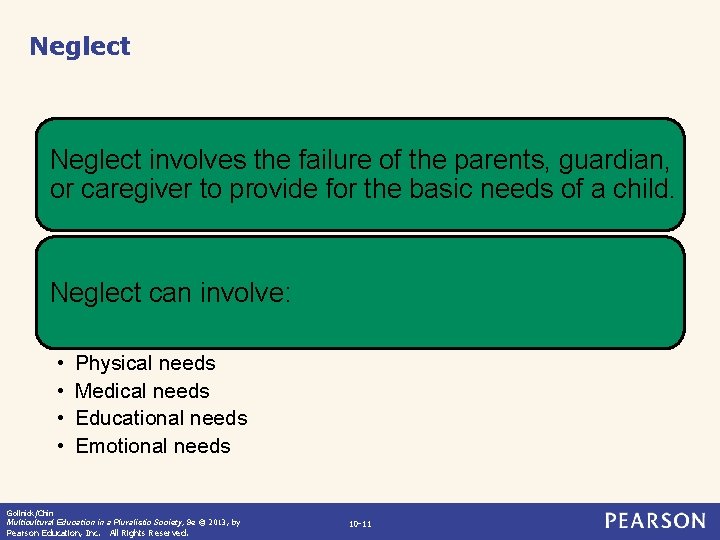 Neglect involves the failure of the parents, guardian, or caregiver to provide for the