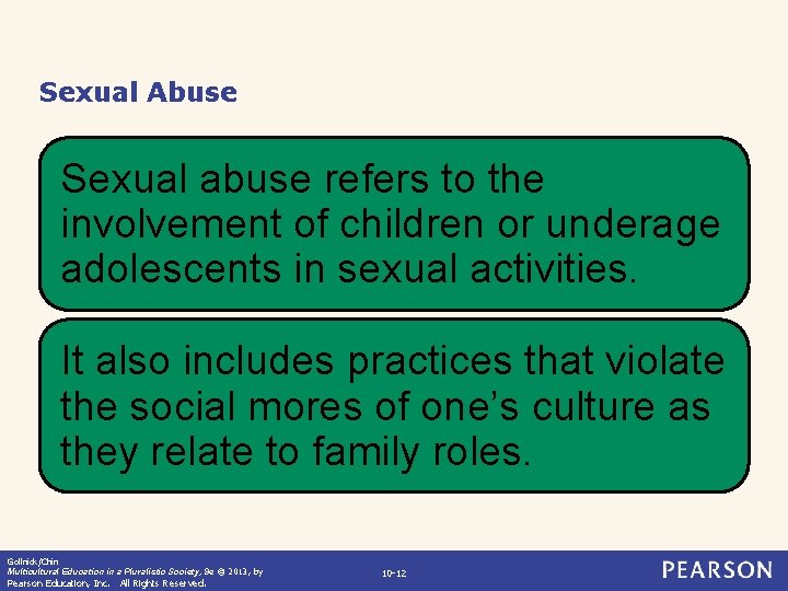 Sexual Abuse Sexual abuse refers to the involvement of children or underage adolescents in