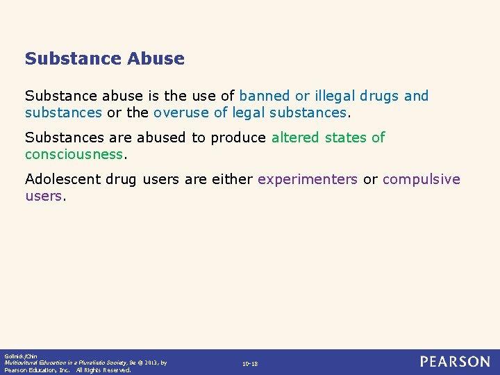 Substance Abuse Substance abuse is the use of banned or illegal drugs and substances