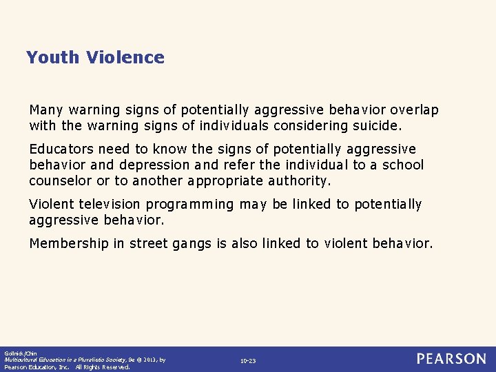 Youth Violence Many warning signs of potentially aggressive behavior overlap with the warning signs