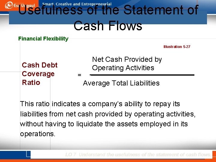 Usefulness of the Statement of Cash Flows Financial Flexibility Illustration 5 -27 Cash Debt