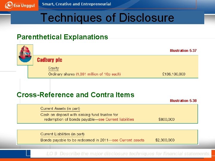 Techniques of Disclosure Parenthetical Explanations Illustration 5 -37 Cross-Reference and Contra Items Illustration 5