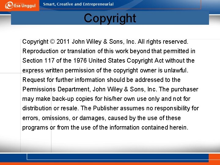 Copyright © 2011 John Wiley & Sons, Inc. All rights reserved. Reproduction or translation