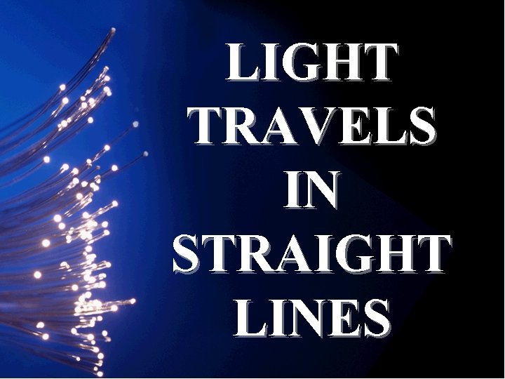 LIGHT TRAVELS IN STRAIGHT LINES 