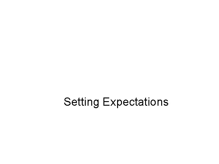 Setting Expectations Preparations for Go Live 