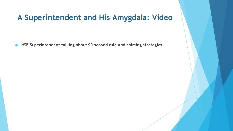 A Superintendent and His Amygdala: Video HSE Superintendent talking about 90 second rule and