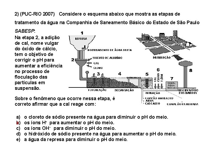 2) (PUC-RIO 2007) Considere o esquema abaixo que mostra as etapas de tratamento da