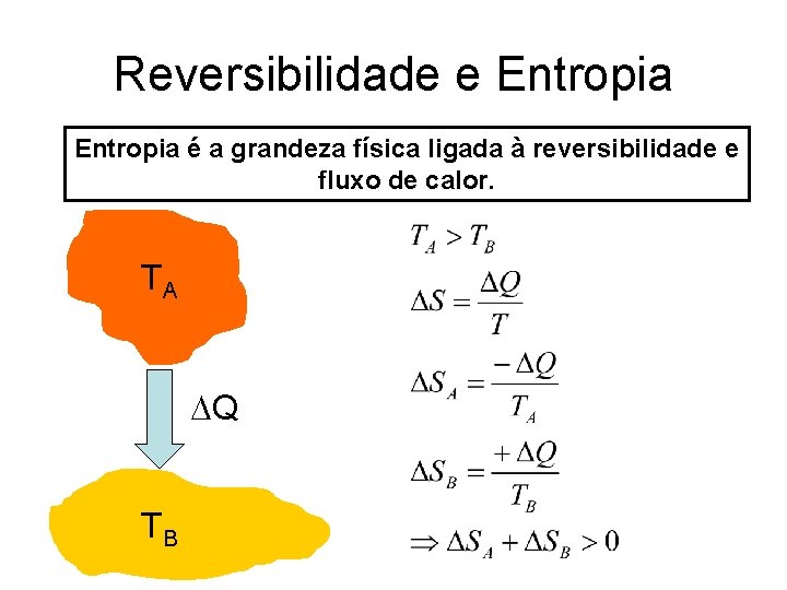 Reversibilidade e Entropia é a grandeza física ligada à reversibilidade e fluxo de calor.