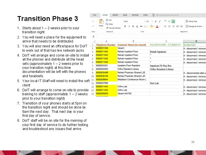 Transition Phase 3 1. Starts about 1 – 2 weeks prior to your transition