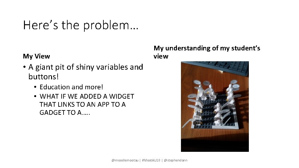 Here’s the problem… My understanding of my student’s view My View • A giant