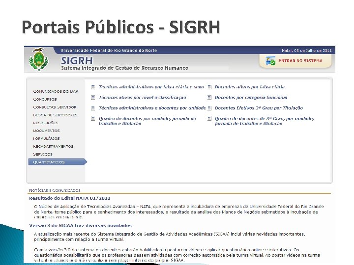 Portais Públicos - SIGRH 