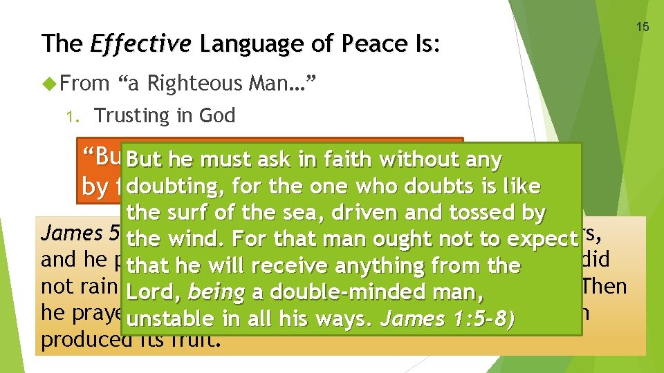 The Effective Language of Peace Is: From 1. “a Righteous Man…” Trusting in God