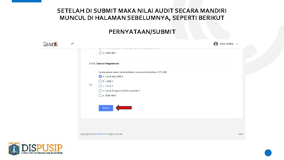 SETELAH DI SUBMIT MAKA NILAI AUDIT SECARA MANDIRI MUNCUL DI HALAMAN SEBELUMNYA, SEPERTI BERIKUT