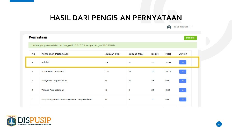 HASIL DARI PENGISIAN PERNYATAAN 16 