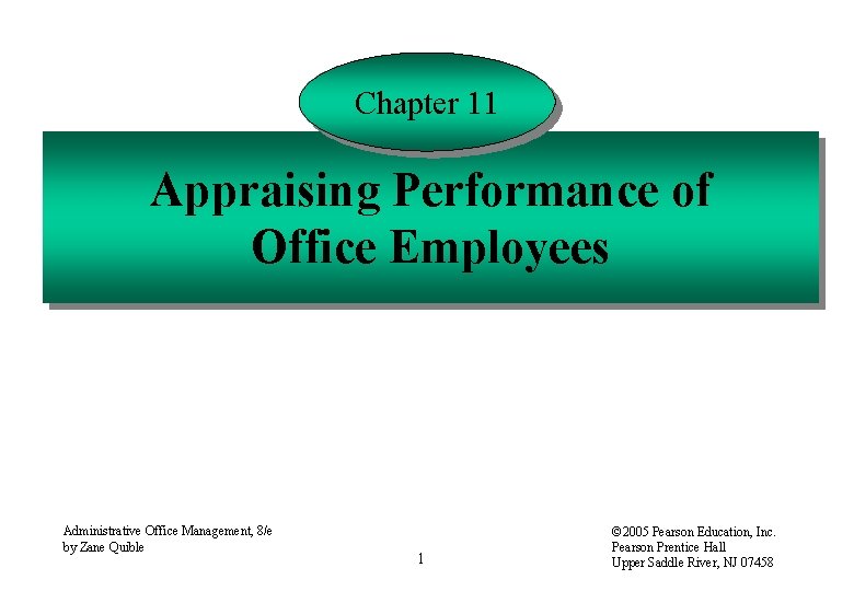 Chapter 11 Appraising Performance of Office Employees Administrative Office Management, 8/e by Zane Quible