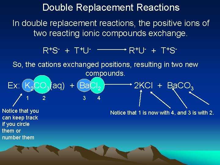 Double Replacement Reactions In double replacement reactions, the positive ions of two reacting ionic Double Replacement Reactions In double replacement reactions, the positive ions of two reacting ionic