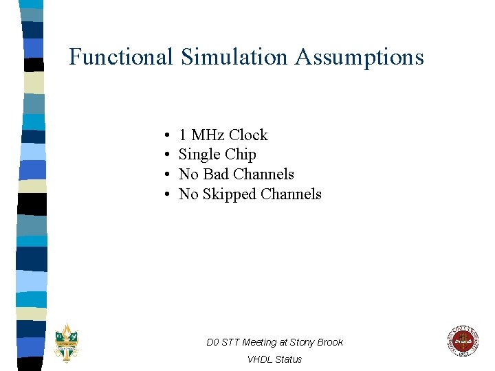 Functional Simulation Assumptions • • 1 MHz Clock Single Chip No Bad Channels No
