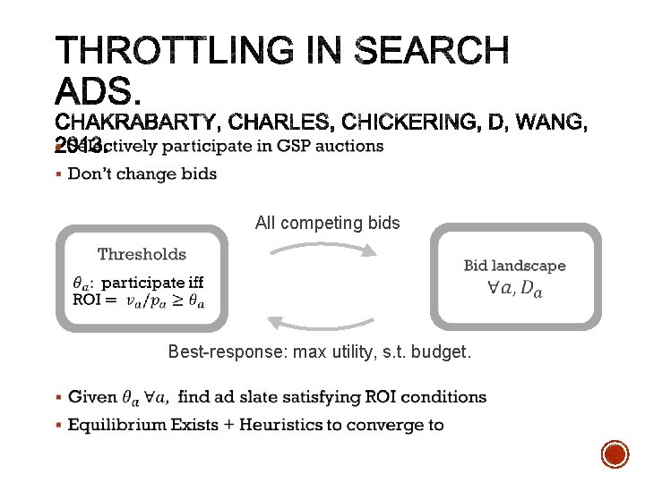 § All competing bids Best-response: max utility, s. t. budget. 