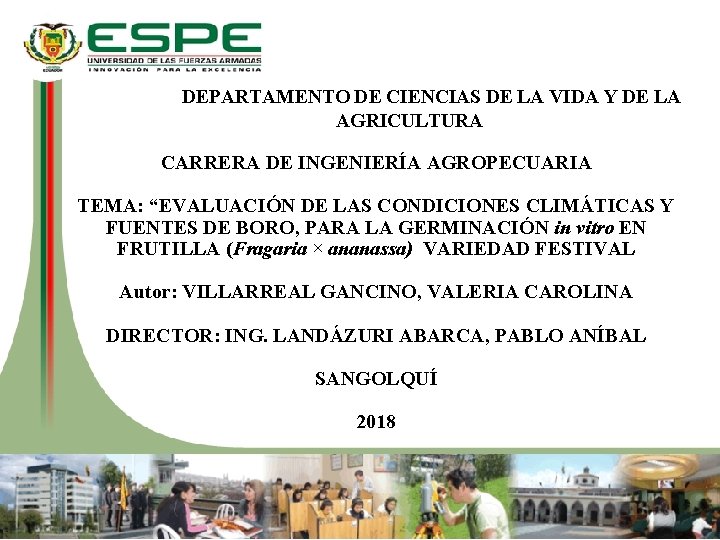 DEPARTAMENTO DE CIENCIAS DE LA VIDA Y DE LA AGRICULTURA CARRERA DE INGENIERÍA AGROPECUARIA