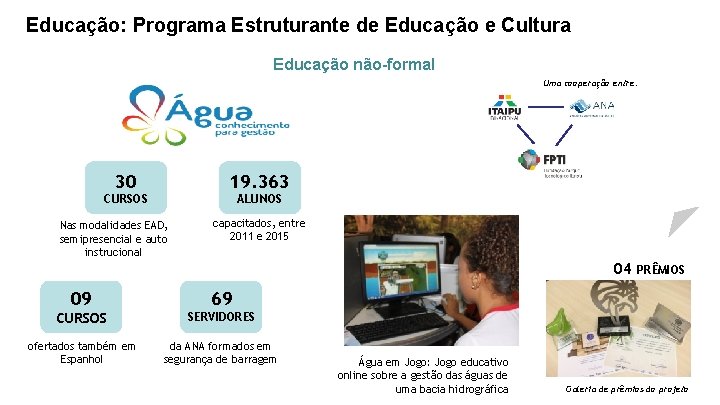 Educação: Programa Estruturante de Educação e Cultura Educação não-formal Uma cooperação entre: 30 19.
