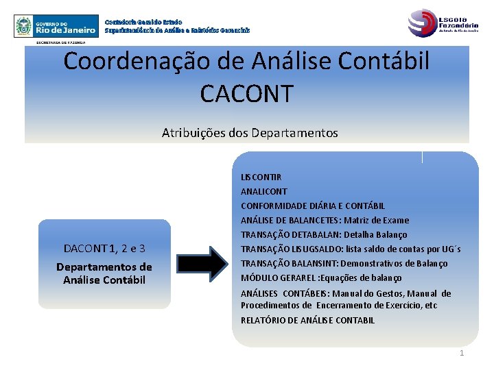 Contadoria Geral do Estado Superintendência de Análise e Relatórios Gerenciais Coordenação de Análise Contábil