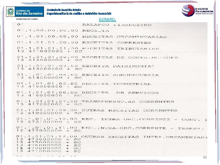 Contadoria Geral do Estado Superintendência de Análise e Relatórios Gerenciais GERAREL 59 