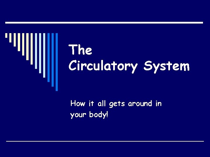 The Circulatory System How it all gets around in your body! 