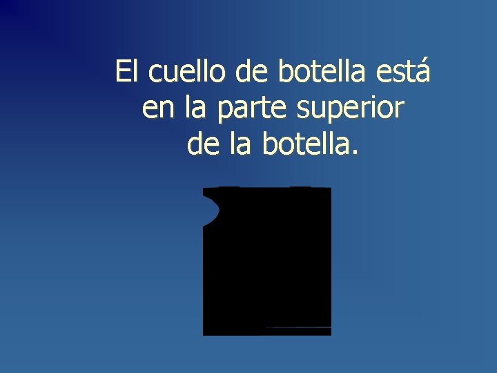 El cuello de botella está en la parte superior de la botella. 