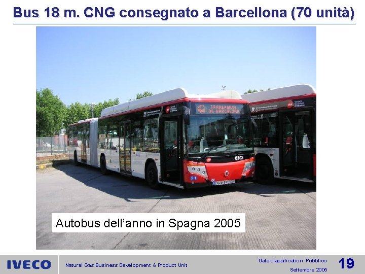 Bus 18 m. CNG consegnato a Barcellona (70 unità) Autobus dell’anno in Spagna 2005