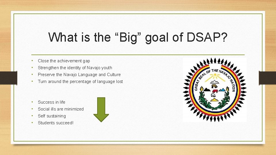 What is the “Big” goal of DSAP? • • Close the achievement gap •