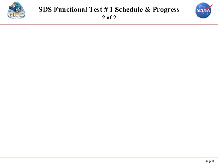 SDS Functional Test # 1 Schedule & Progress 2 of 2 Page 8 