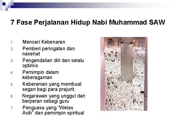 7 Fase Perjalanan Hidup Nabi Muhammad SAW 1. 2. 3. 4. 5. 6. 7.