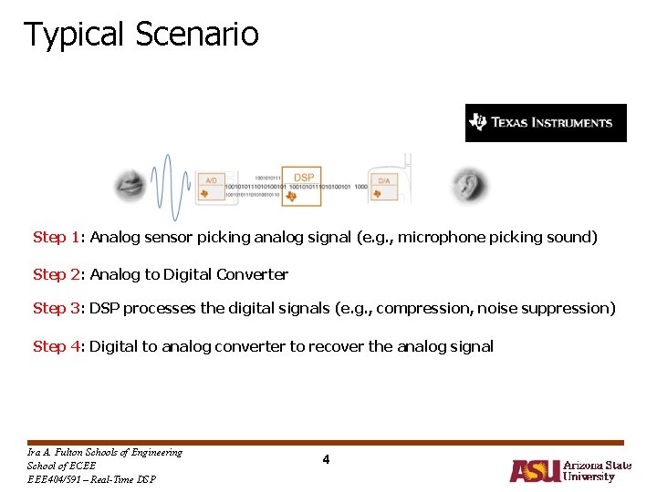 Typical Scenario Step 1: Analog sensor picking analog signal (e. g. , microphone picking Typical Scenario Step 1: Analog sensor picking analog signal (e. g. , microphone picking