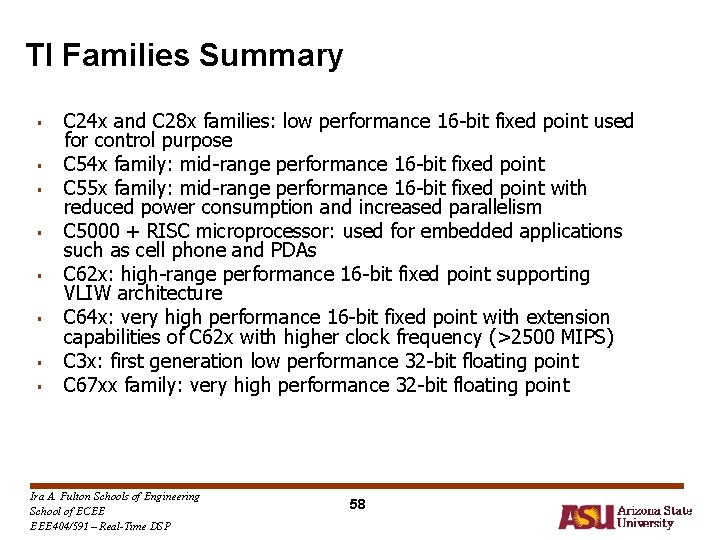 TI Families Summary § § § § C 24 x and C 28 x TI Families Summary § § § § C 24 x and C 28 x