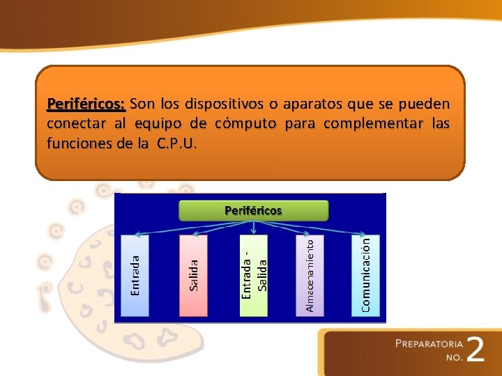 Periféricos: Son los dispositivos o aparatos que se pueden conectar al equipo de cómputo