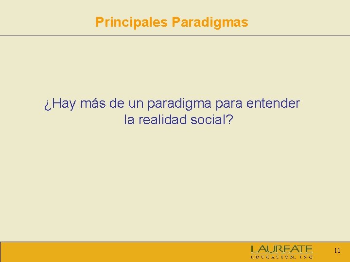 Principales Paradigmas ¿Hay más de un paradigma para entender la realidad social? 11 