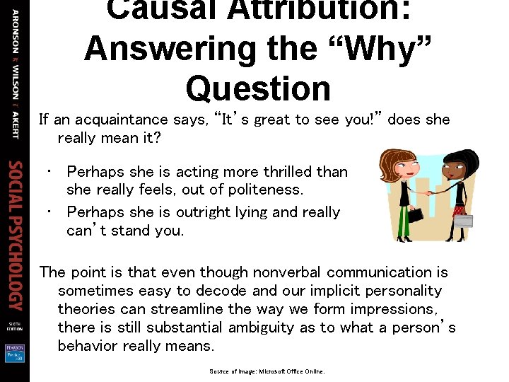 Causal Attribution: Answering the “Why” Question If an acquaintance says, “It’s great to see Causal Attribution: Answering the “Why” Question If an acquaintance says, “It’s great to see