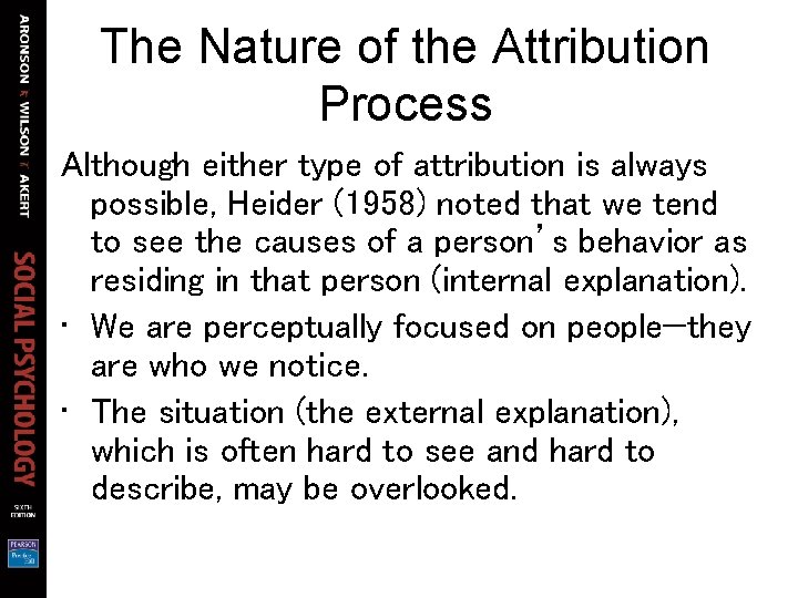 The Nature of the Attribution Process Although either type of attribution is always possible, The Nature of the Attribution Process Although either type of attribution is always possible,