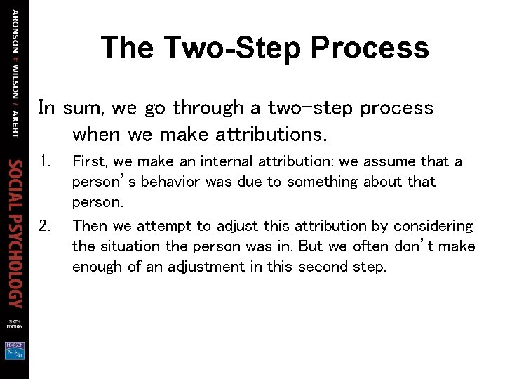 The Two-Step Process In sum, we go through a two-step process when we make The Two-Step Process In sum, we go through a two-step process when we make